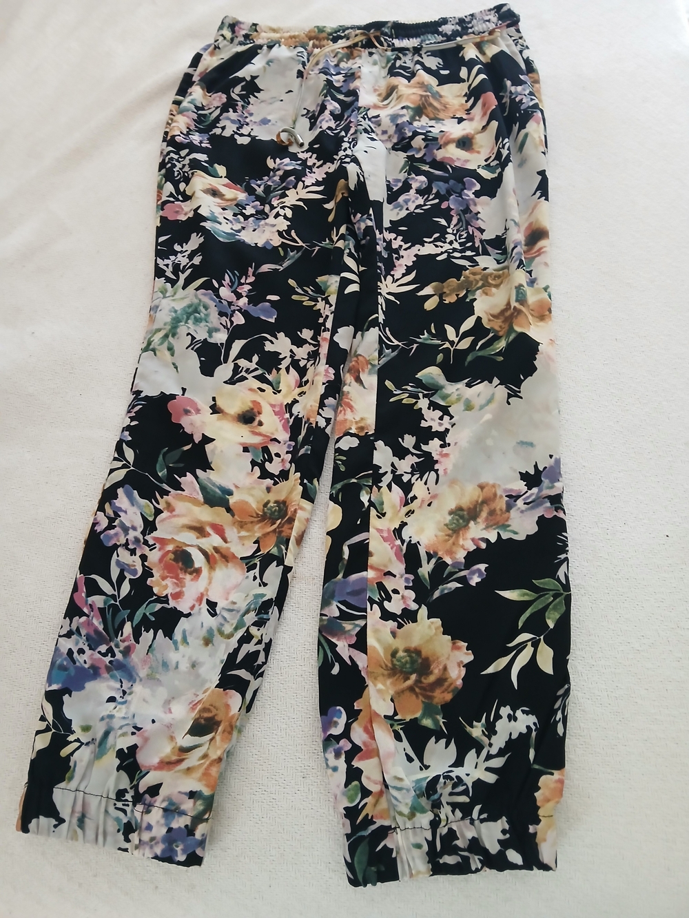 David Bitten Floral Colorful Drawstring Light Weight Office Work Everyday Pants